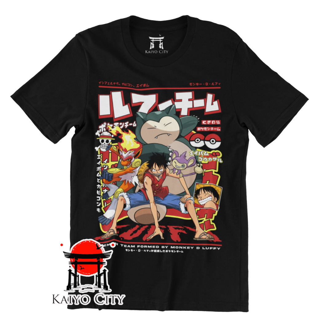 Playera Luffy x Pokemon